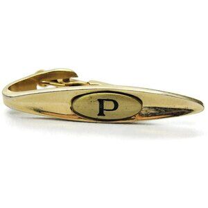 1 5/8" "P" Initial Shields Gold Tone Vintage Neck Tie Clip
